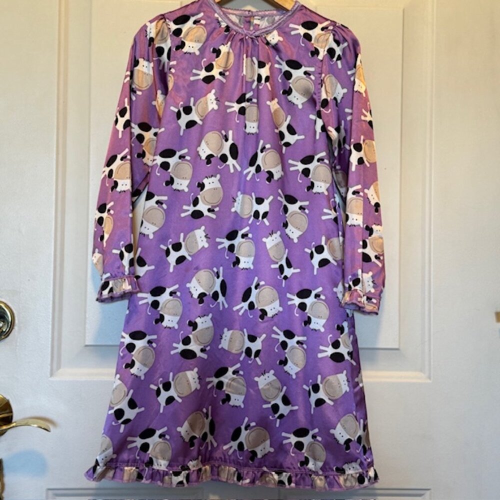 Happy Cows Purple Nightgown Girls sz M